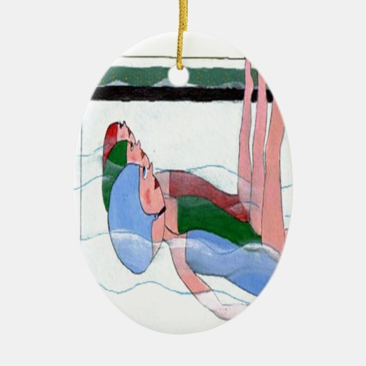 Synchroon zwemmen keramisch ornament (Voorkant)