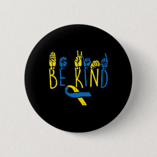 Syndroom Bewustzijn Wees vriendelijk als hand teke Ronde Button 5,7 Cm
