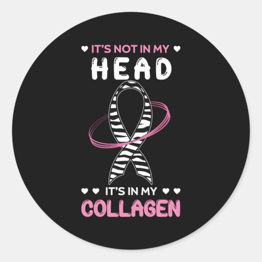 Syndroom van Ehlers-Danlos, strook met witte Zebra Ronde Sticker (Voorkant)