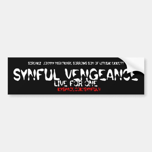 SYNFUL VENGEANCE Bumpersticker (Voorkant)