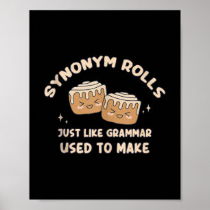 Synoniem Rolls Joke Cinnamon Rolls Grammatica Pun Poster