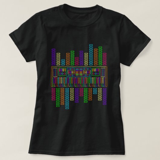 Synth Piano Techno Synthesizer Analoog toetsenbord T-shirt (Design voorkant)