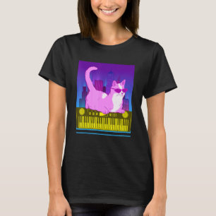 Synthesizer Cat Retro Synth Vaporwave Keyboard T-shirt