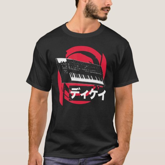 Synthesizer Japanese Analog Synthwave Techno Synth T-shirt (Voorkant)