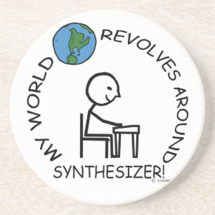 Synthesizer - Wereld draait rond Zandsteen Onderzetter