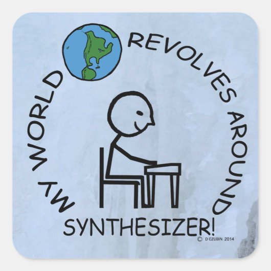 Synthesizer - World Revolves around Square Sticker (Voorkant)