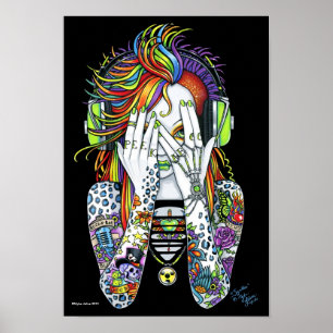 Synthetische psytrance regenboogwang A Boo Tattoo Poster