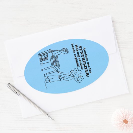 Synthétiseur Zombie Explode Sticker Oval (Enveloppe)