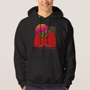 Synthwave 90s Vaporwave Strawberries Summer Fruit Hoodie