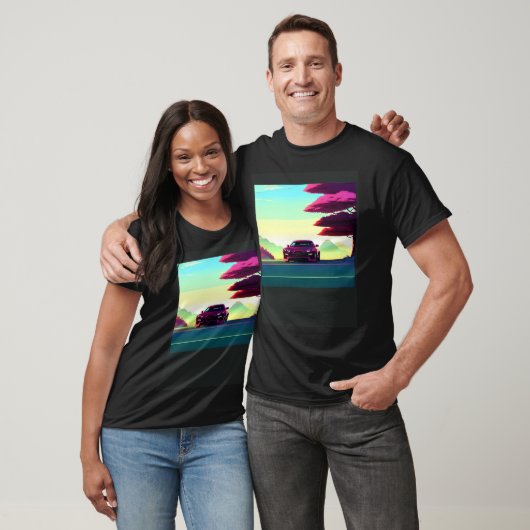 Synthwave auto uitgang retrowave futuresynth Sci F T-shirt (Unisex)