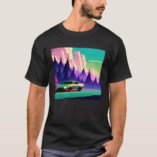Synthwave auto uitgang retrowave futuresynth Sci F T-shirt