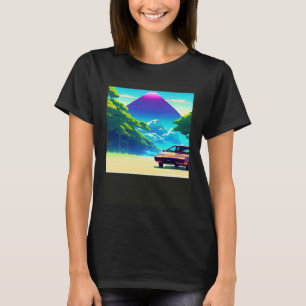 Synthwave auto uitgang retrowave futuresynth Sci F T-shirt