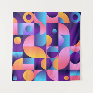 Synthwave Bauhaus Neon poster #1 donkerroze paarse Wandkleed