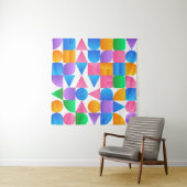 Synthwave Bauhaus Rainbow #2 (roze-blauw-geel) Wandkleed (In situ)