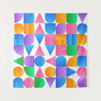 Synthwave Bauhaus Rainbow #2 (roze-blauw-geel) Wandkleed