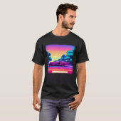 Synthwave car outrun retrowave futuresynth sci fi  t-shirt (Voorkant volledig)