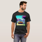 Synthwave car outrun retrowave futuresynth sci fi  t-shirt (Voorkant volledig)