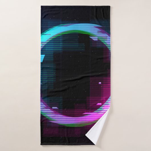Synthwave dampgolf Golfgolf Glitch Cirkel met b Badhanddoek (Badhanddoek)