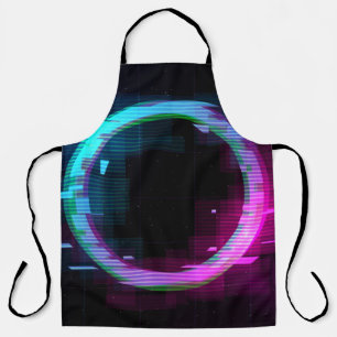 Synthwave dampgolf Golfgolf Glitch Cirkel met b Schort