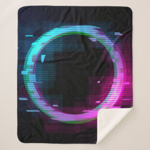 Synthwave dampgolf Golfgolf Glitch Cirkel met b Sherpa Deken