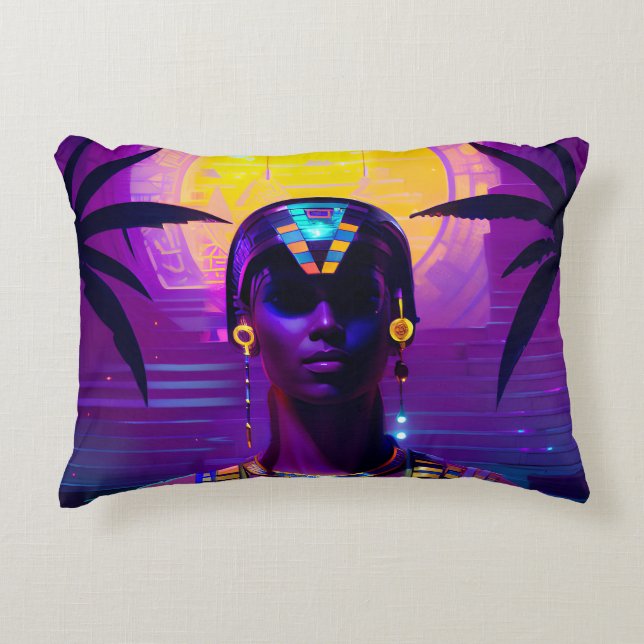 Synthwave Farao Accent Kussen (Voorkant)
