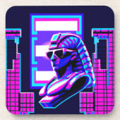 Synthwave Farao Bier Onderzetter (Voorkant)