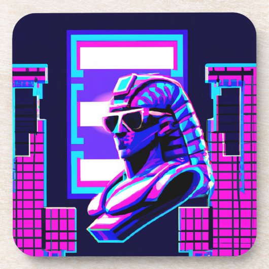 Synthwave Farao Bier Onderzetter (Voorkant)
