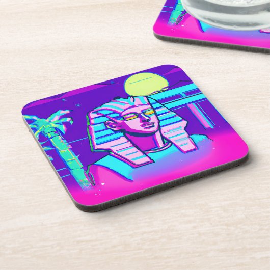 Synthwave Farao Bier Onderzetter (Linkerzijde)