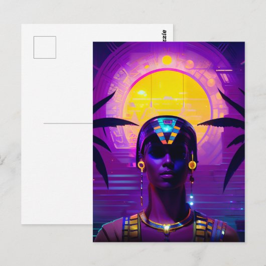 Synthwave Farao Briefkaart (Voorkant / Achterkant)