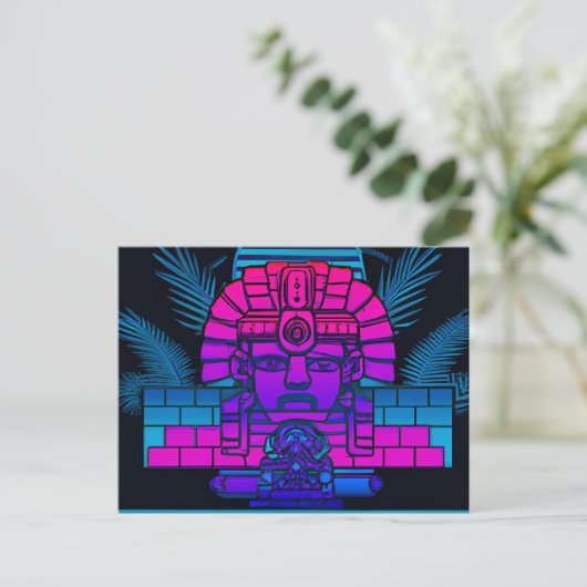 Synthwave Farao Briefkaart (Staand voorkant)