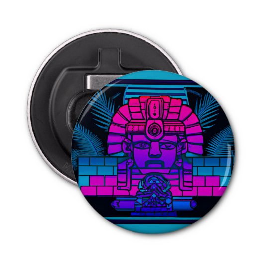 Synthwave Farao Button Flesopener (Voorkant)