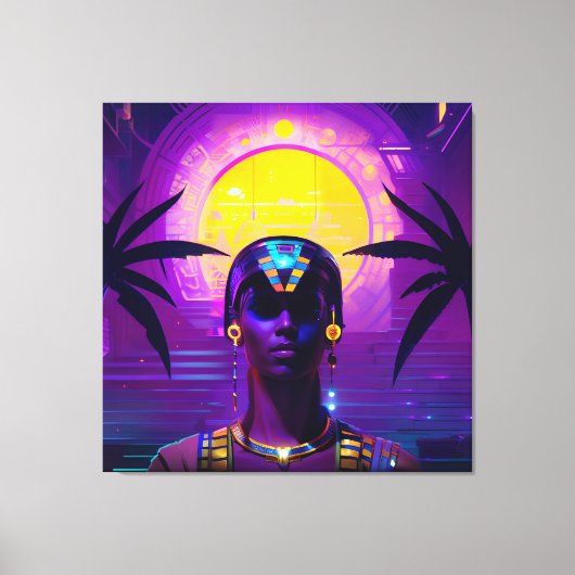 Synthwave Farao Canvas Afdruk (Voorkant)