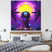 Synthwave Farao Canvas Afdruk (Insitu (Slaapkamer))