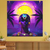 Synthwave Farao Canvas Afdruk (Insitu (Woonkamer))