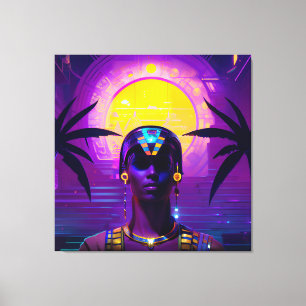 Synthwave Farao Canvas Afdruk
