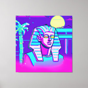 Synthwave Farao Canvas Afdruk