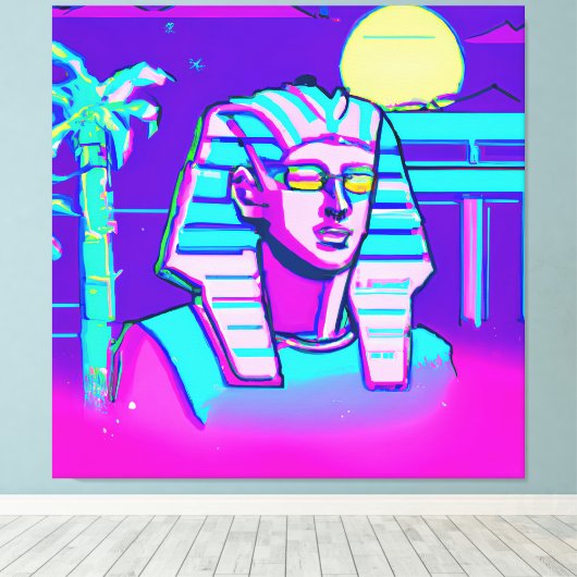 Synthwave Farao Canvas Afdruk (Insitu (Houten vloer))