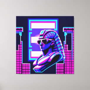 Synthwave Farao Canvas Afdruk