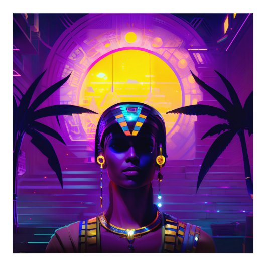 Synthwave Farao Foto Afdruk (Voorkant)