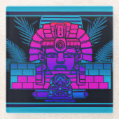 Synthwave Farao Glazen Onderzetter (Voorkant)