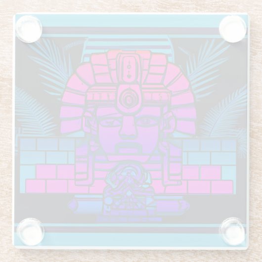 Synthwave Farao Glazen Onderzetter (Achterkant)