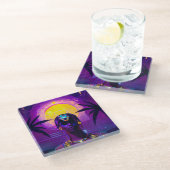 Synthwave Farao Glazen Onderzetter (Schuin)