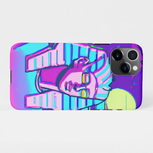 Synthwave Farao iPhone Hoesje (Achterkant horizontaal)