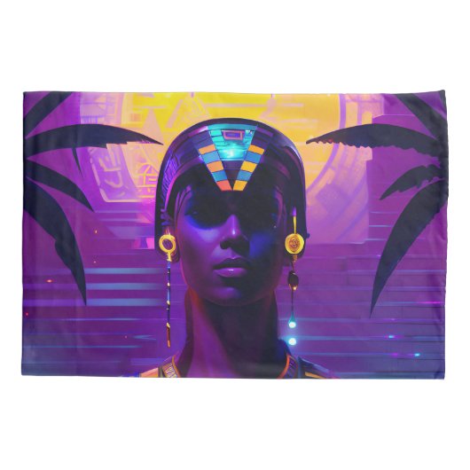 Synthwave Farao Kussensloop (Achterkant)