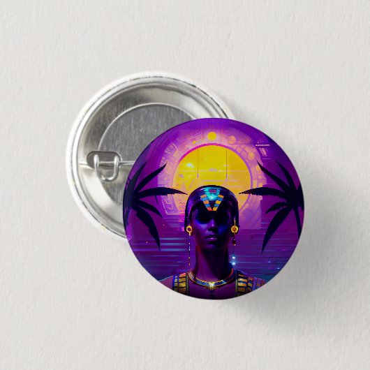 Synthwave Farao Ronde Button 3,2 Cm (Voorkant /achterkant)