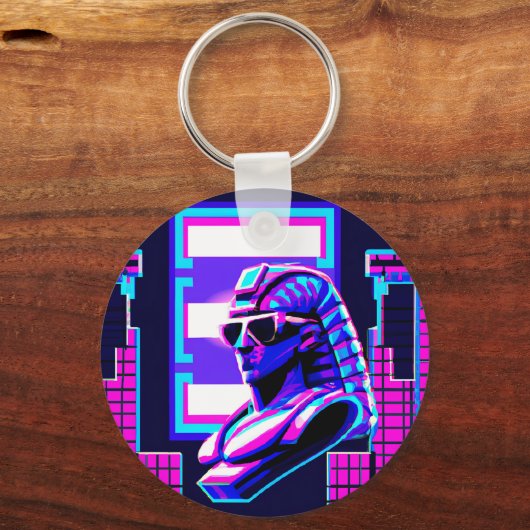 Synthwave Farao Sleutelhanger (Voorkant)