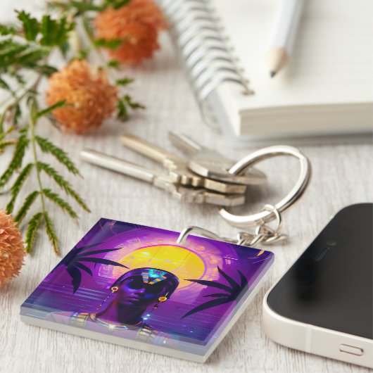 Synthwave Farao Sleutelhanger (Voorkant Rechts)