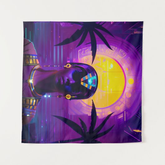 Synthwave Farao Wandkleed (Voorkant (horizontaal))