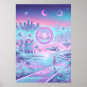 Synthwave Futuristische Stad Poster | Neon Sci-Fi (Voorkant)