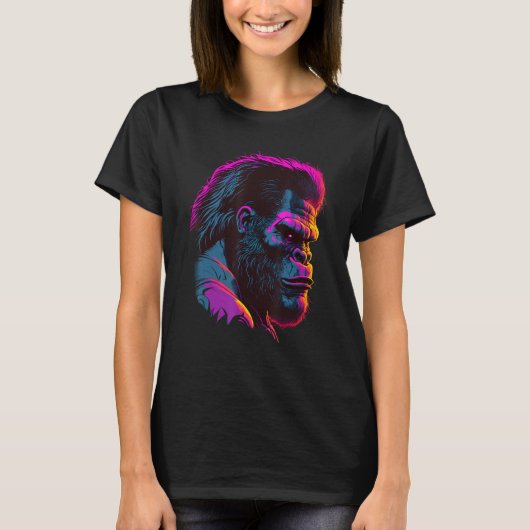 Synthwave Glitch Art Gorilla T-shirt (Voorkant)